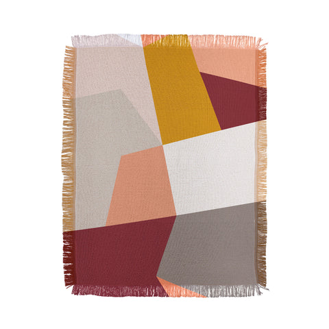 The Old Art Studio Abstract Geometric 27 Red Throw Blanket