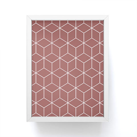 The Old Art Studio Cube Geometric 03 Dark Pink Framed Mini Art Print