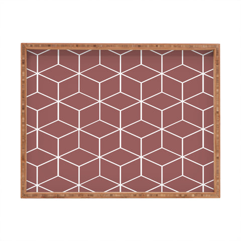 The Old Art Studio Cube Geometric 03 Dark Pink Rectangular Tray