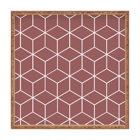 The Old Art Studio Cube Geometric 03 Dark Pink Square Tray