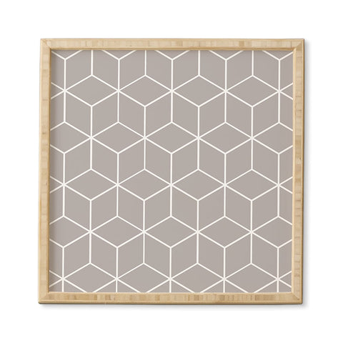 The Old Art Studio Cube Geometric 03 Gray Framed Wall Art