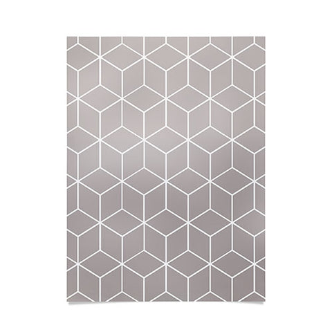 The Old Art Studio Cube Geometric 03 Gray Poster