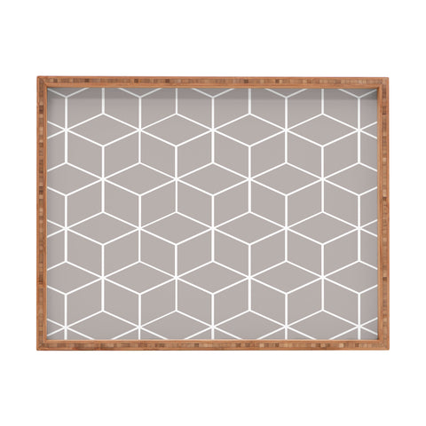 The Old Art Studio Cube Geometric 03 Gray Rectangular Tray