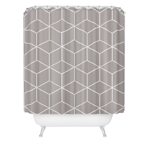 The Old Art Studio Cube Geometric 03 Gray Shower Curtain