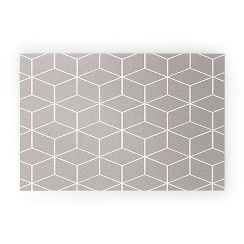 The Old Art Studio Cube Geometric 03 Gray Welcome Mat