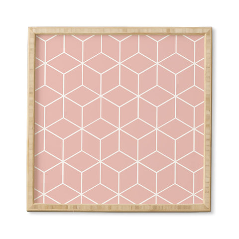 The Old Art Studio Cube Geometric 03 Pink Framed Wall Art