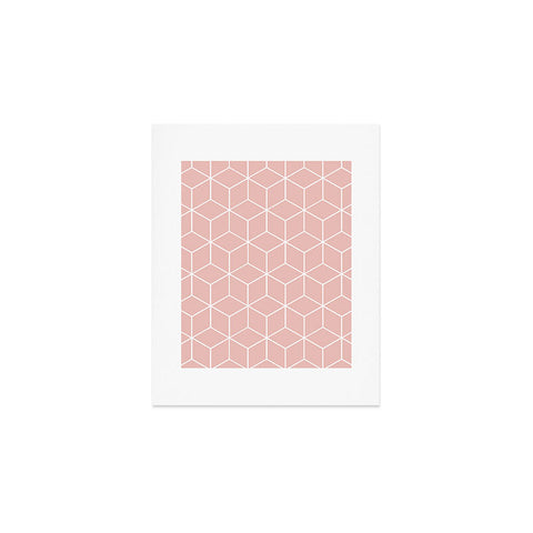The Old Art Studio Cube Geometric 03 Pink Art Print