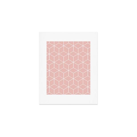 The Old Art Studio Cube Geometric 03 Pink Art Print