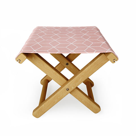 The Old Art Studio Cube Geometric 03 Pink Folding Stool
