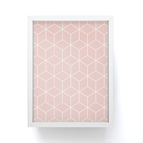The Old Art Studio Cube Geometric 03 Pink Framed Mini Art Print