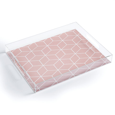 The Old Art Studio Cube Geometric 03 Pink Acrylic Tray
