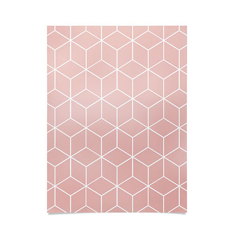 The Old Art Studio Cube Geometric 03 Pink Poster