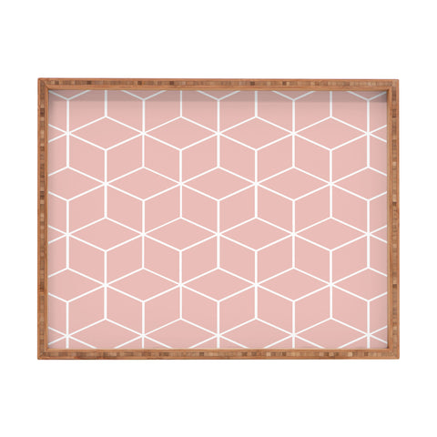 The Old Art Studio Cube Geometric 03 Pink Rectangular Tray