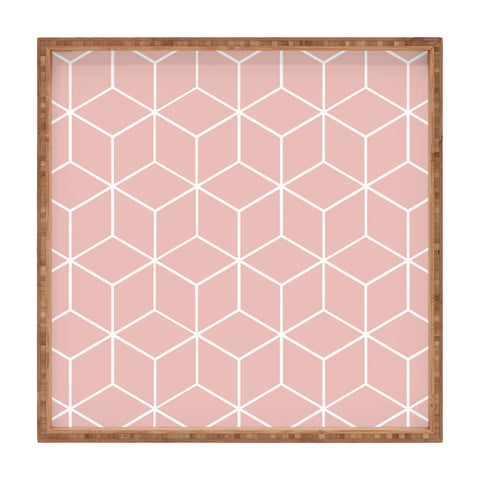 The Old Art Studio Cube Geometric 03 Pink Square Tray