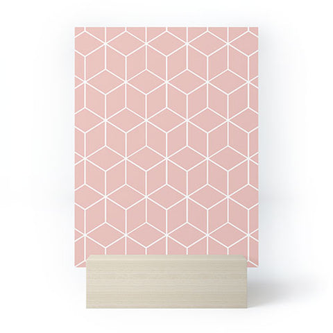 The Old Art Studio Cube Geometric 03 Pink Mini Art Print