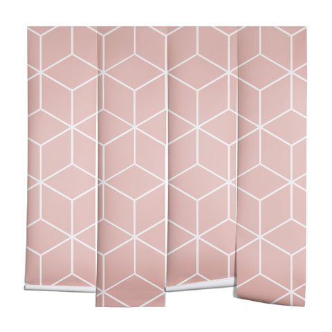 The Old Art Studio Cube Geometric 03 Pink Wall Mural