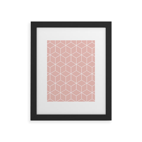 The Old Art Studio Cube Geometric 03 Pink Framed Art Print