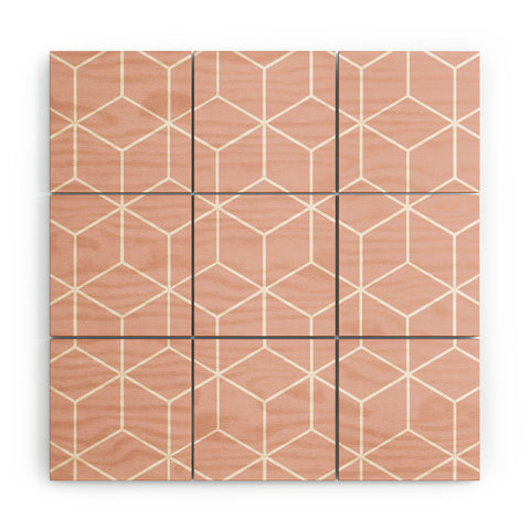 The Old Art Studio Cube Geometric 03 Pink Wood Wall Mural