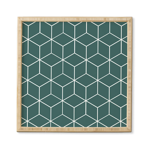 The Old Art Studio Cube Geometric 03 Teal Framed Wall Art