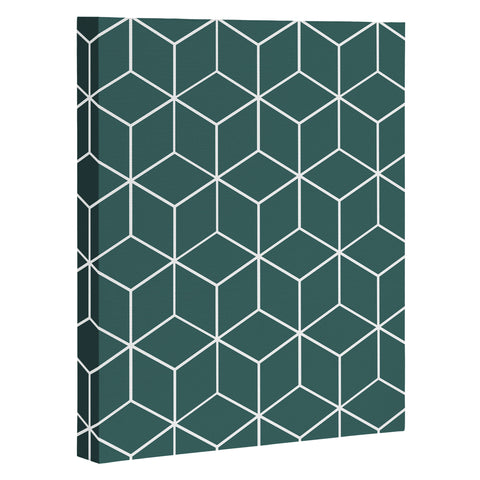 The Old Art Studio Cube Geometric 03 Teal Art Canvas