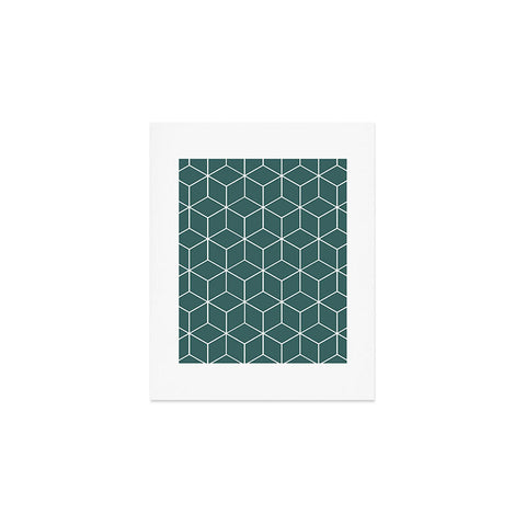 The Old Art Studio Cube Geometric 03 Teal Art Print