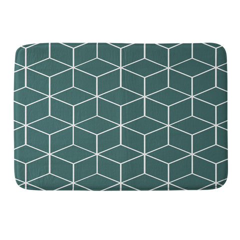 The Old Art Studio Cube Geometric 03 Teal Memory Foam Bath Mat