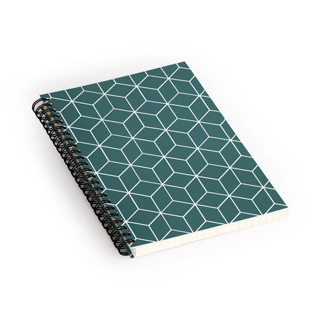 The Old Art Studio Cube Geometric 03 Teal Spiral Notebook