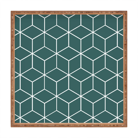 The Old Art Studio Cube Geometric 03 Teal Square Tray