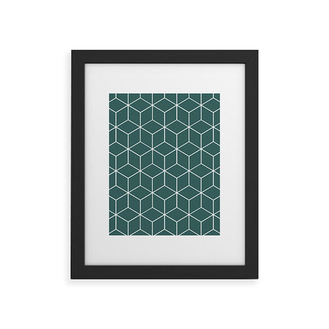 The Old Art Studio Cube Geometric 03 Teal Framed Art Print