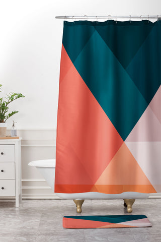 The Old Art Studio Geometric 1708 Shower Curtain And Mat