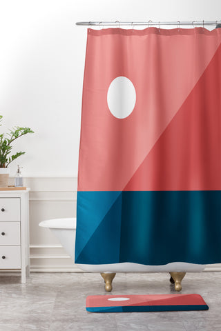 The Old Art Studio Geometric Landscape 09 Shower Curtain And Mat