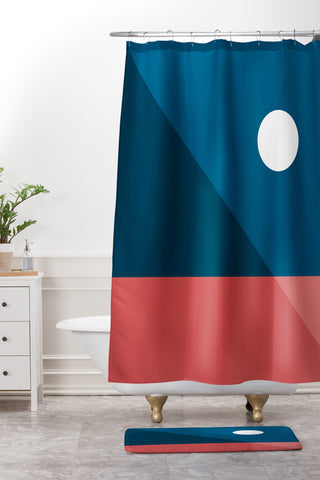 The Old Art Studio Geometric Landscape 10 Shower Curtain And Mat