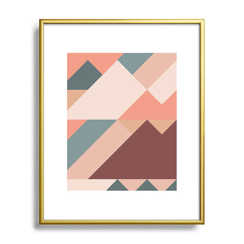 The Old Art Studio Geometric Mountains 01 Metal Framed Art Print