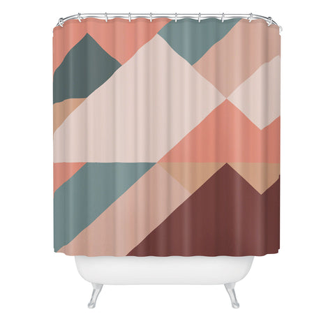The Old Art Studio Geometric Mountains 01 Shower Curtain