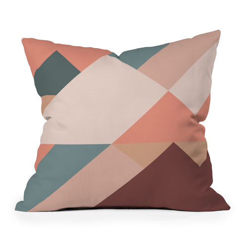 The Old Art Studio Geometric Mountains 01 Throw Pillow