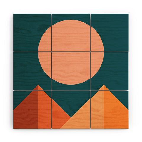 The Old Art Studio Geometric Mountains Wood Wall Mural