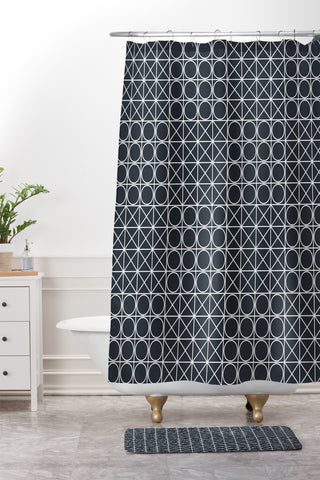 The Old Art Studio Geometric Tile Shower Curtain And Mat