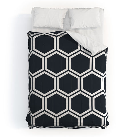 The Old Art Studio Hexagon Black Comforter