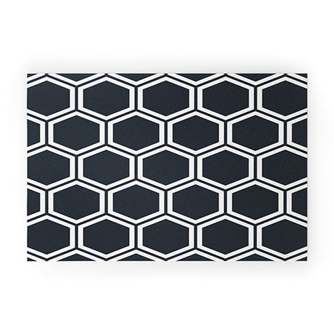The Old Art Studio Hexagon Black Welcome Mat