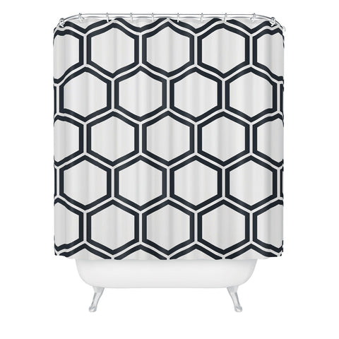 The Old Art Studio Hexagon White Shower Curtain