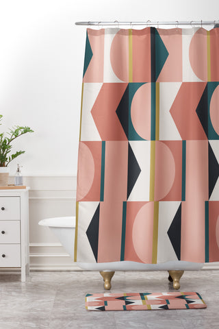 The Old Art Studio Maximalist Geometric 01 Shower Curtain And Mat