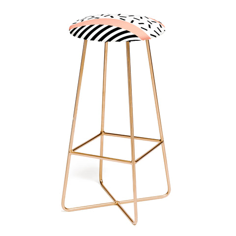 The Old Art Studio Memphis Geometric Peach Bar Stool