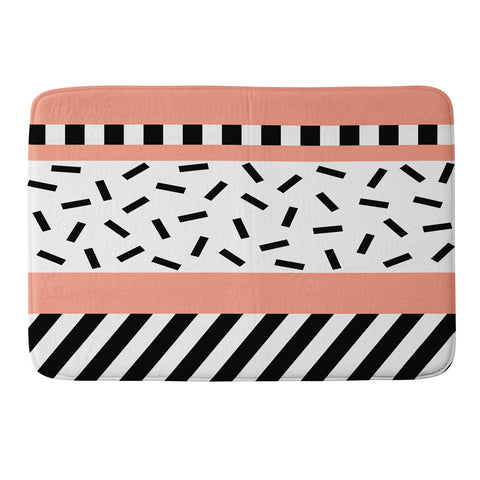 The Old Art Studio Memphis Geometric Peach Memory Foam Bath Mat