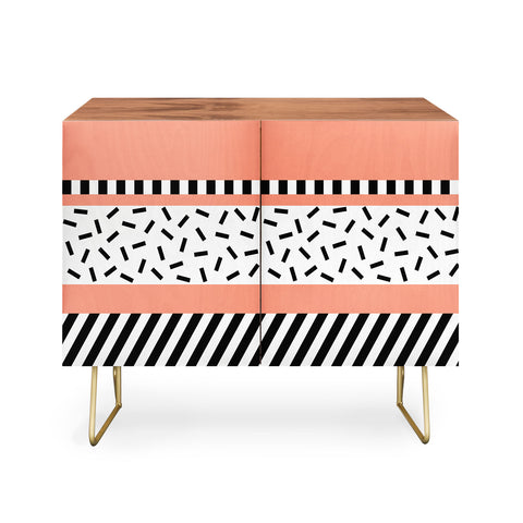 The Old Art Studio Memphis Geometric Peach Credenza