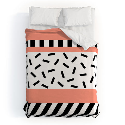 The Old Art Studio Memphis Geometric Peach Duvet Cover