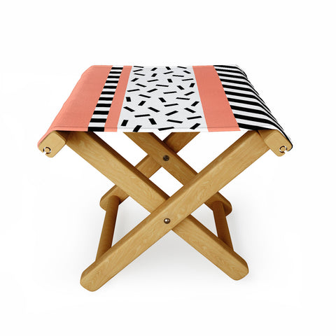 The Old Art Studio Memphis Geometric Peach Folding Stool