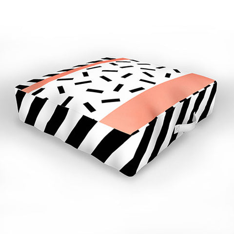 The Old Art Studio Memphis Geometric Peach Outdoor Floor Cushion