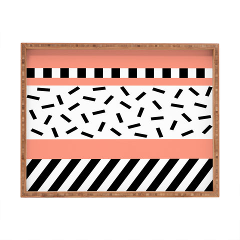 The Old Art Studio Memphis Geometric Peach Rectangular Tray