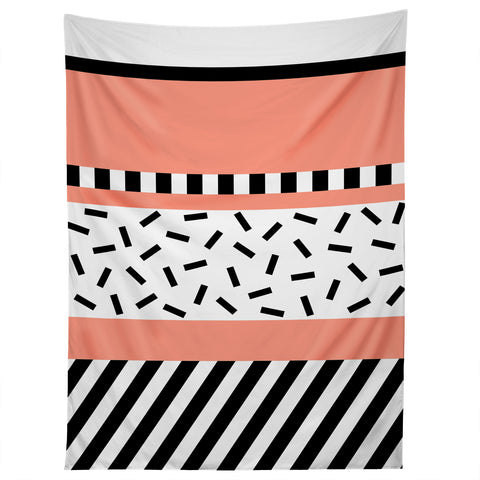 The Old Art Studio Memphis Geometric Peach Tapestry