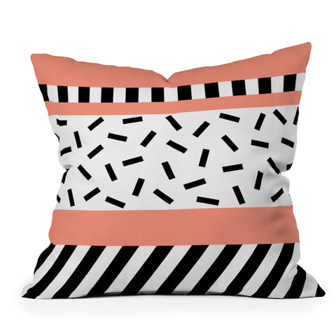 The Old Art Studio Memphis Geometric Peach Throw Pillow